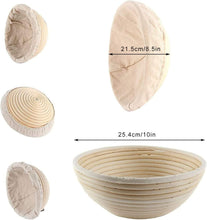 Load image into Gallery viewer, Round Loaf Bread Proving Basket with liner, Large 10"