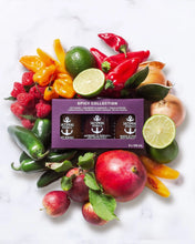 Load image into Gallery viewer, Saltspring Kitchen Co - Trio Spicy- Peach & Pepper Spicy Pepper, Raspberry & Habanero Spicy Pepper, Hot Mango Spicy Pepper