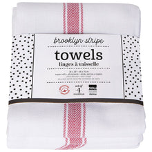 Load image into Gallery viewer, Danica - Dishtowel - Brooklyn Stripe Poppy Red Dishtowels (Set of 4)